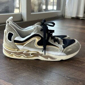 Sandro Flame Women's Sneakers in Black, White, and Gold